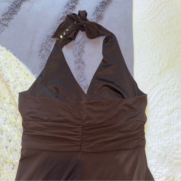 Donna Ricco Y2K Halter Fairy Midi Dress. Chocolate Brown. Size: 10. - Picture 5 of 9